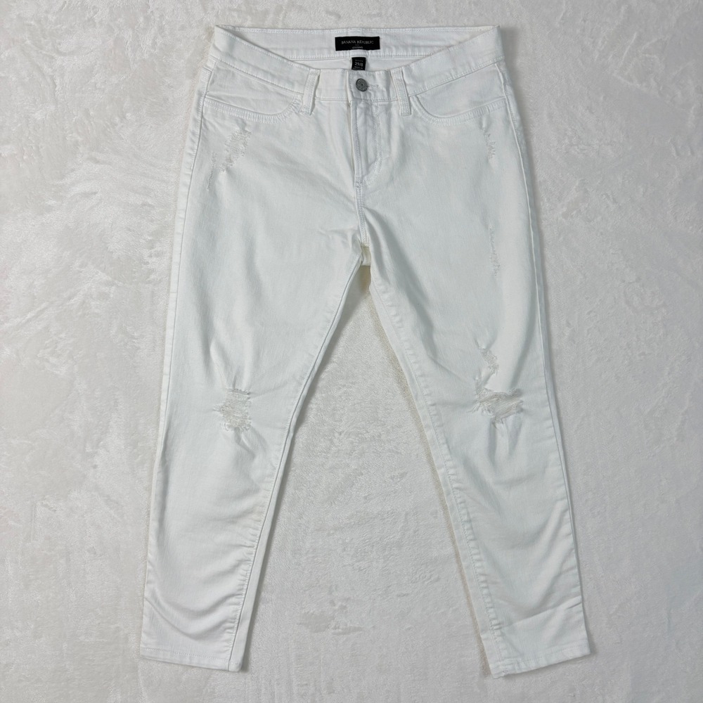 Banana Republic Legging Jean Women 29/8 Petite White Excellent Distressed Skinny